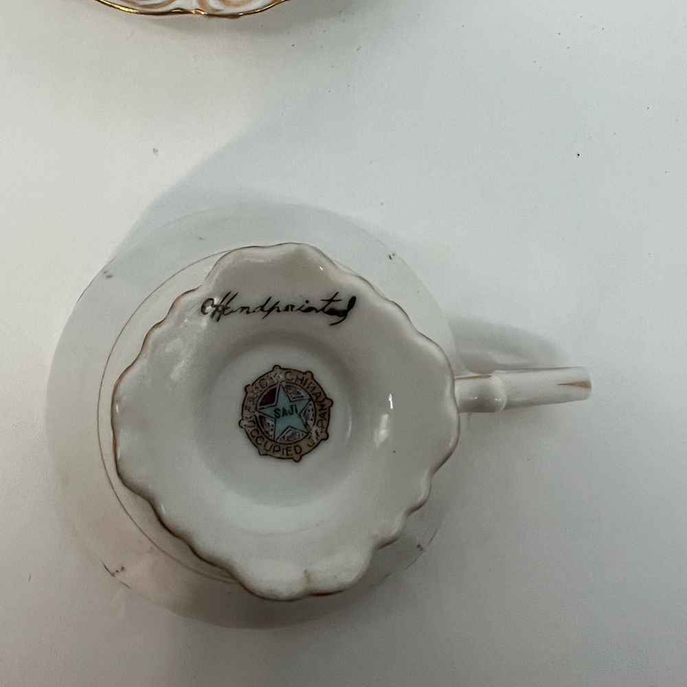 VTG SAJI Fancy China Anemone Coronaria Handpainted Tea Cup Saucer Occupied Japan - Picture 4 of 6